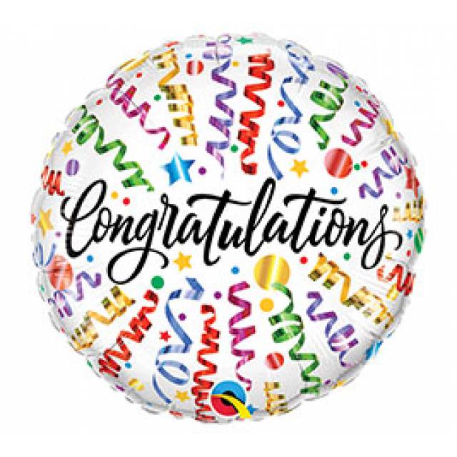 Congratulations  (White w/ Streamers)